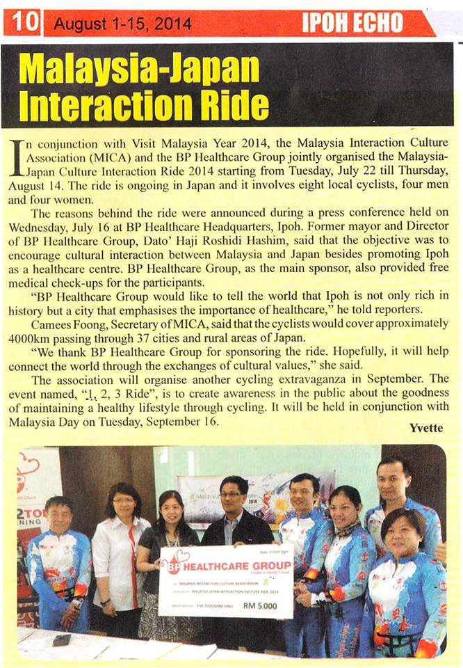 BP Healthcare Group’s Contribution In Malaysia – Japan Culture Interaction Ride 2014