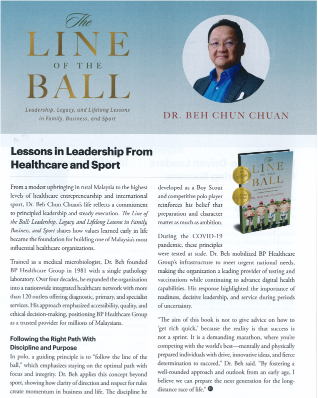 BP Healthcare Chairman, Dato’ Dr. Beh Chun Chuan featured on Forbes Magazine